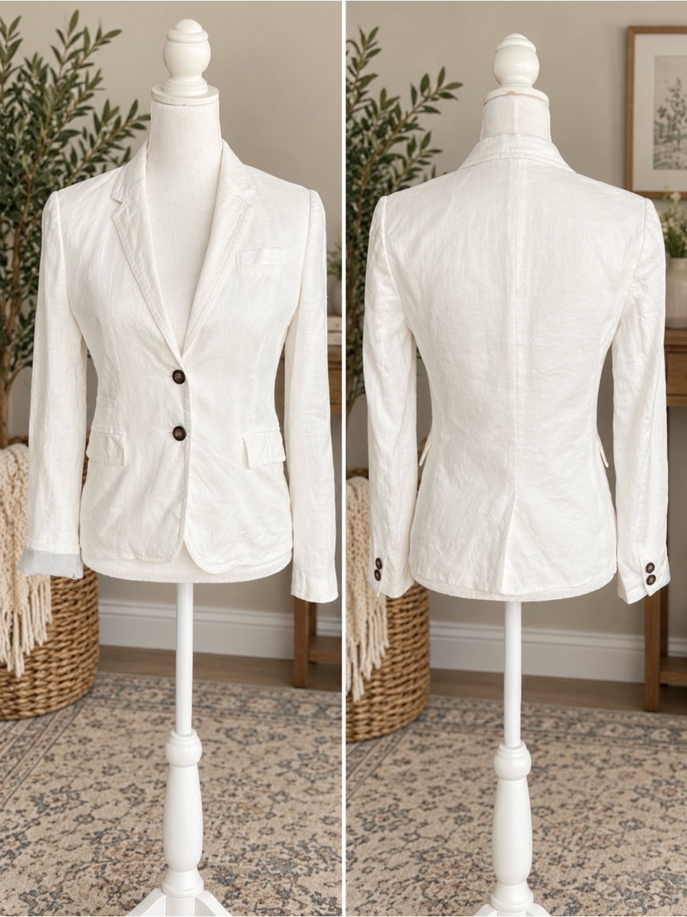 Vtg J. Crew Factory Linen Blazer sz 4